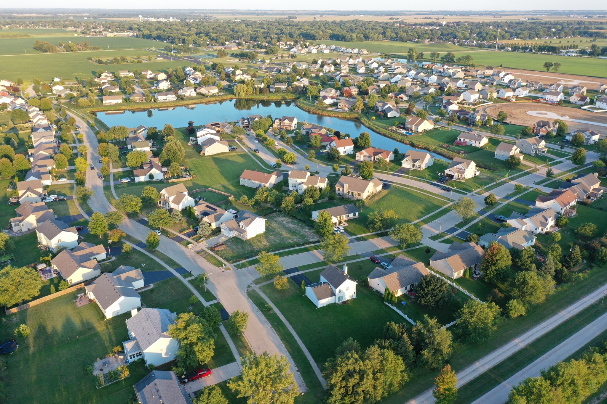 A drone view of the Fairwinds neighborhood in Sandwich, Illinois